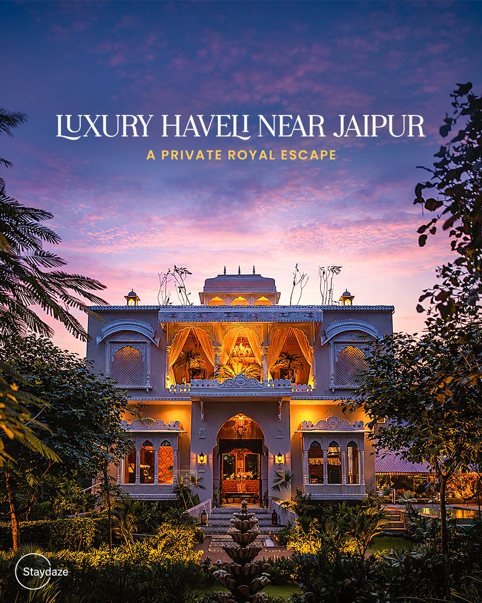 staydaze_com's tweet photo. Some stays are meant to be experienced, not just booked.
A private haveli near Jaipur with open spaces, an infinity pool, and a slower pace.
Perfect for an unhurried weekend escape.
Explore this luxury haveli on Staydaze. 
#Staydaze #LuxuryStaysIndia #JaipurGetaway #HeritageStay https://t.co/1ZLqh8BDPq
