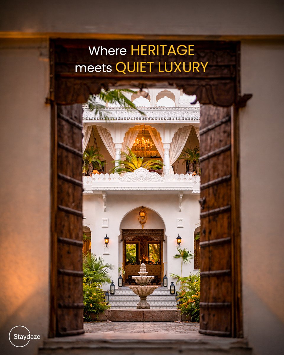 staydaze_com's tweet photo. Some stays are meant to be experienced, not just booked.
A private haveli near Jaipur with open spaces, an infinity pool, and a slower pace.
Perfect for an unhurried weekend escape.
Explore this luxury haveli on Staydaze. 
#Staydaze #LuxuryStaysIndia #JaipurGetaway #HeritageStay https://t.co/1ZLqh8BDPq