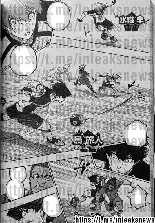 mangalordstv's tweet photo. SPOILERS BLUE LOCK 344 (Parte 6): 

Karasu tabela com Hiori e ao ser pressionado toca a bola pro Otoya que consegue se mover livre e conduzir a bola após driblar Gabin. Os atacantes tentam se desmarcar mas Otoya arrisca um chute e é parado por Loki

#bluelock #bluelock344 https://t.co/IP9uE14YRO