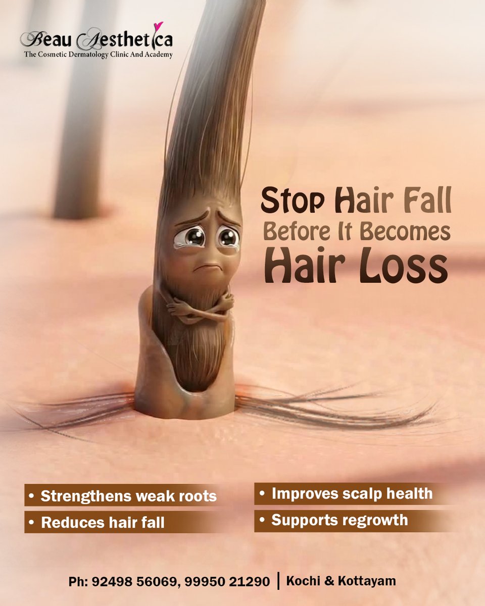 BeauAesthetica1's tweet image. Hair fall is a warning sign, don’t wait until it becomes hair loss.

Strengthen your roots, improve scalp health and bring your hair back to life with expert care.

Start your hair recovery journey today.

📞 92498 56069 | 99950 21290
📍 Kochi &amp;amp; Kottayam

#HairFall #HairCare