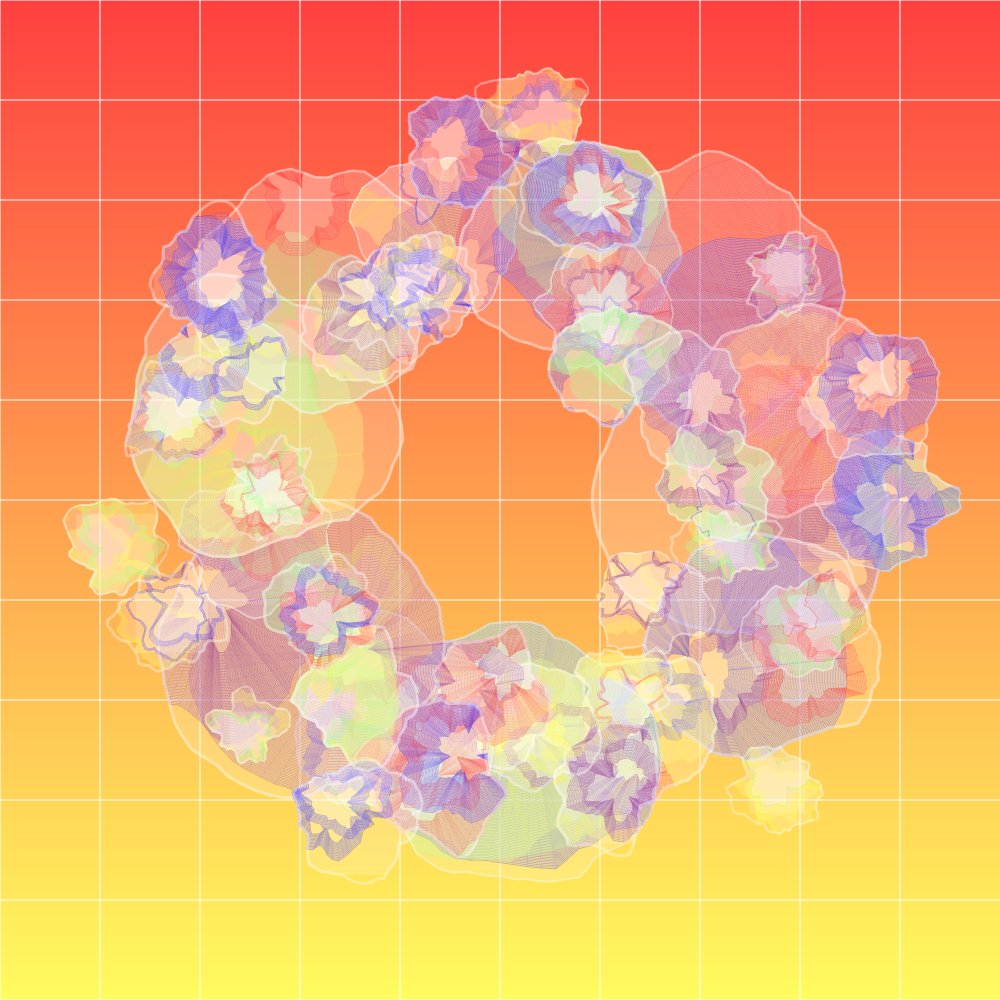 __ma_ring__'s tweet image. #p5js #creativecoding 
リースみたいになった！かわいい！