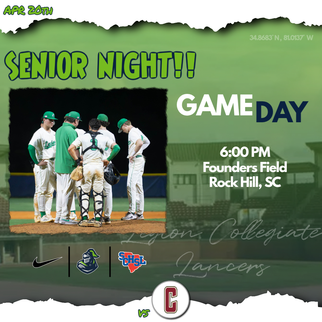 LCA_BSBL's tweet image. It's time for Senior Night!
Game #14

📍 Founders Field (Winthrop University)
⏰ 6:00 PM
🎉 Festivities start at 5:00, Last Pitch Ceremony starts after the conclusion of game

#LCA | #DWYP