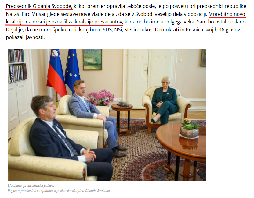 SAJ NI RES, PA JE!
Golob morebitno desno koalicijo označil za: >koalicijo prevarantov<! Golob si upa druge zmerjati s prevaranti,  njemu samemu pa >visijo nad glavo< korupcijske afere doma in v tujini. Njegova tovarišija pa v prisluhih ujeta s prsti v "marmeladi" oz "špagetih"!