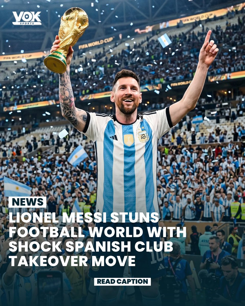 voksports's tweet image. Lionel Messi has stunned the football world by completing a shock takeover of a Spanish club, marking a major move beyond his playing career.

#LionelMessi #Football #LaLiga #FootballNews #SportsNews