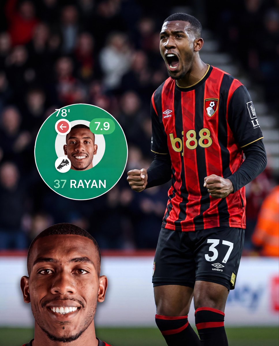 TheRisingScout's tweet photo. 19-year-old Rayan’s game by numbers for Bournemouth vs Newcastle on Saturday:

78 minutes played ⏰
1 assist 🅰️
1 big chance created 🎨
1 tackle ⛔️
1 interception ⛔️
5 recoveries ♻️
7.9 @FotMob rating ⭐️ https://t.co/ZwvgGUIU86
