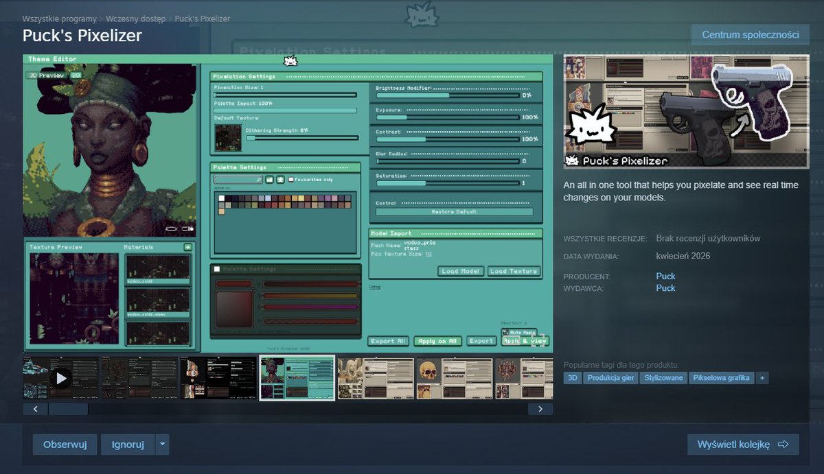 puck_psx's tweet image. PUCK'S PIXELIZER releases on STEAM in 2 HOURS...🥺
I really hope to see you there... 
#indiedev #gamedev #pixelart #blender