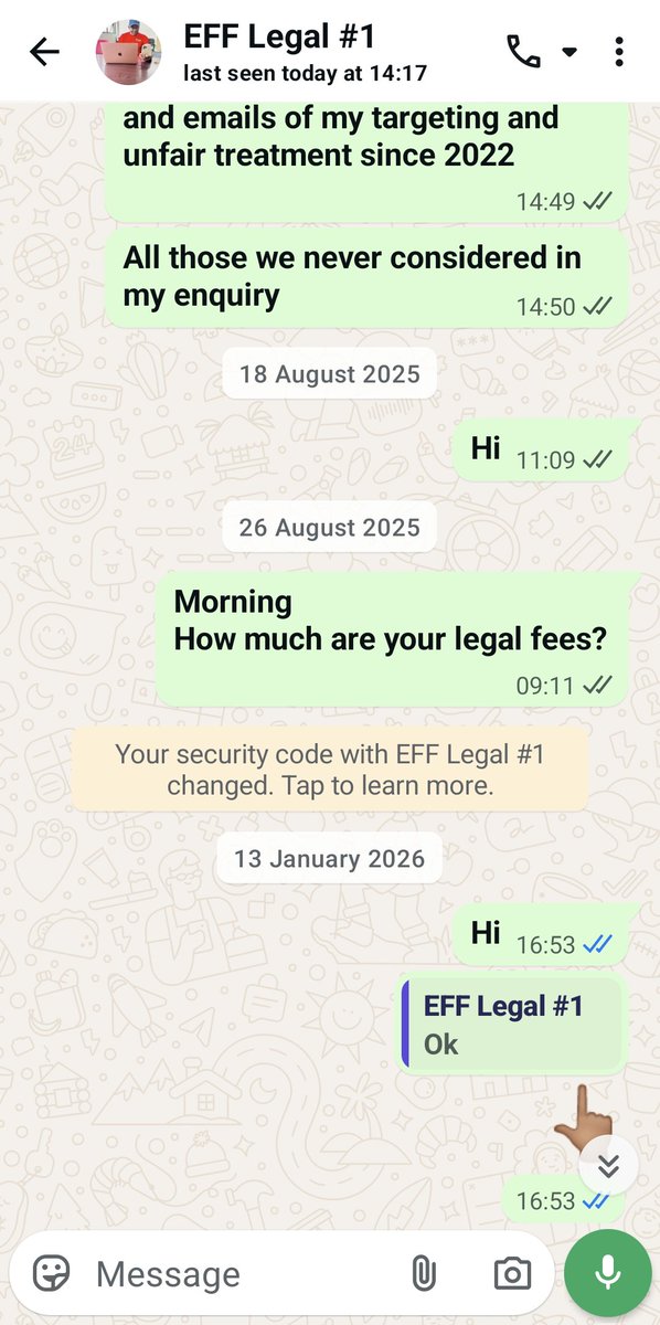 Bibi_svah's tweet photo. @Julius_S_Malema Dear CIC, 
Who gets helped in your whatsapp legal line? Since August 2025 trying just to engage and share my story, No1 willing just to listen how much more with advise and guidance? https://t.co/Qw08kUwgR6