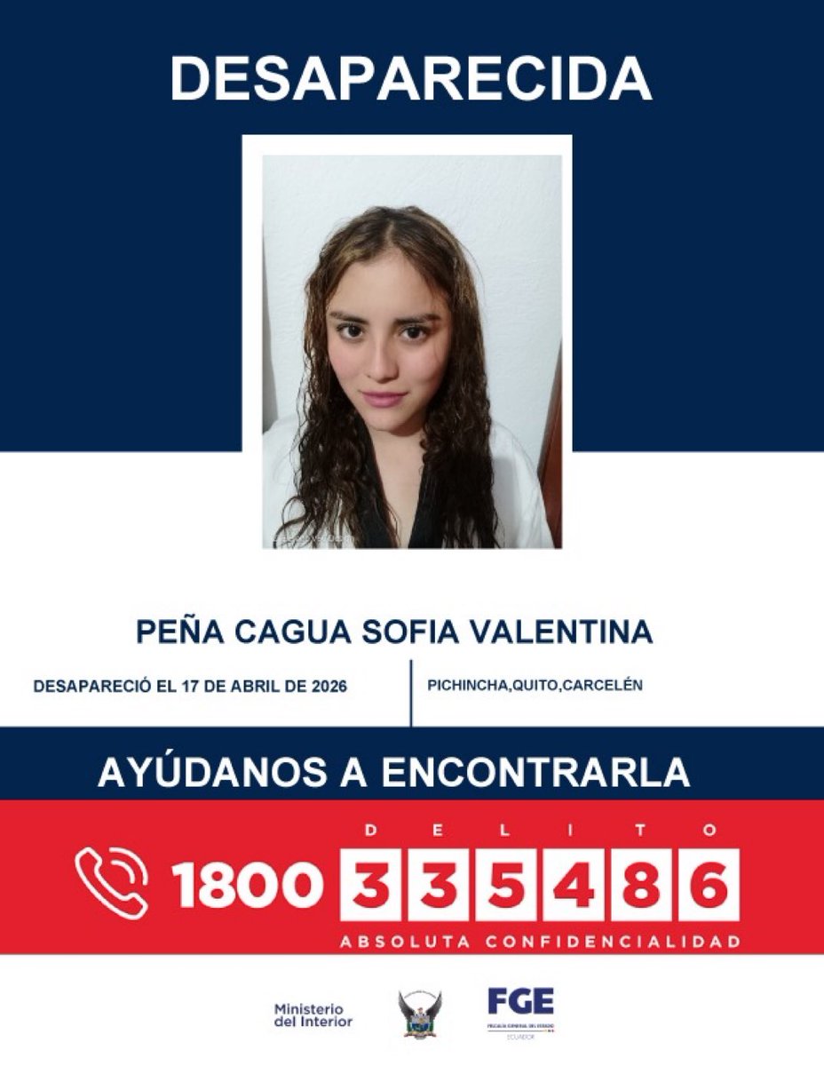 EmergenciasEc's tweet photo. #DesaparecidosEcuador
Ayuden a compartir por favor, gracias https://t.co/JzM3T0huar