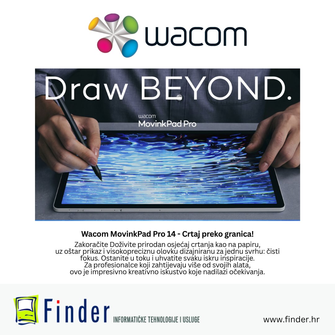 Finder_hr's tweet image. Wacom MovinkPad Pro 14
Crtaj preko granica!
Bezgranično kreativno iskustvo.
finder.hr
finder.hr/wacom-movinkpa…
#wacom #movinkpadpro #movinkpadpro14 #drawbeyond #finder #finderwacom #findermovinkpadpro #finderzagreb #finderhrvatska