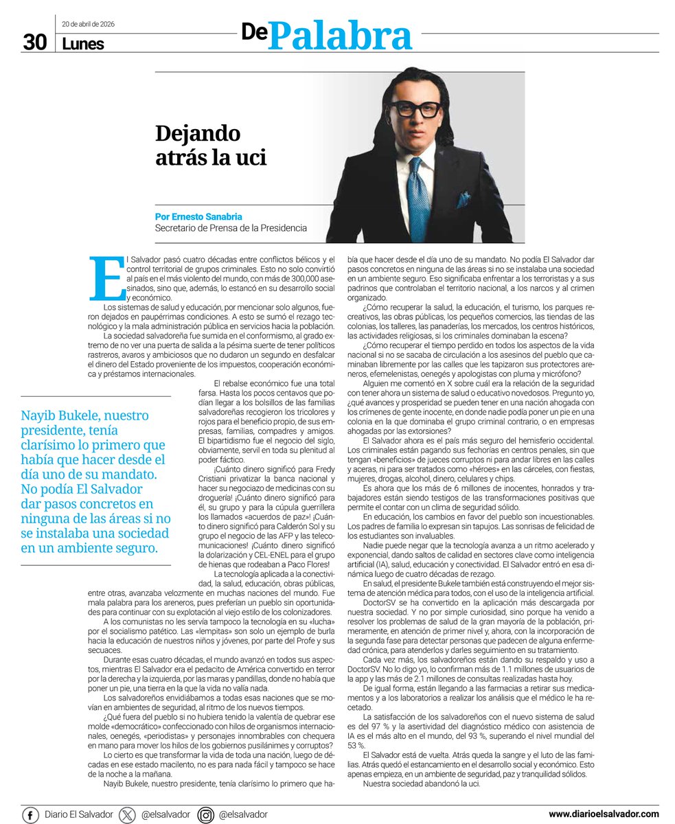 #OpiniónEnDiarioElSalvador | En su columna en <a href="/elsalvador/">Diario El Salvador</a>, el secretario de Prensa, <a href="/NetoSanabria/">Neto Sanabria</a>, hace referencia de cómo la tecnología aplicada a la conectividad, a la salud, a la educación, entre otros, avanzaba en muchas naciones, mientras, El Salvador estaba sumergido en