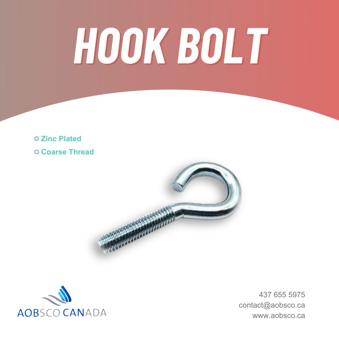 AOBSCO_Canada's tweet image. Hook Bolts contain a hook on one end and thread on the other. they are mainly used to lock items in place like sliding doors.

Come visit today in store or online at aobsco.ca
#fasteners #fastenersupplier #canada