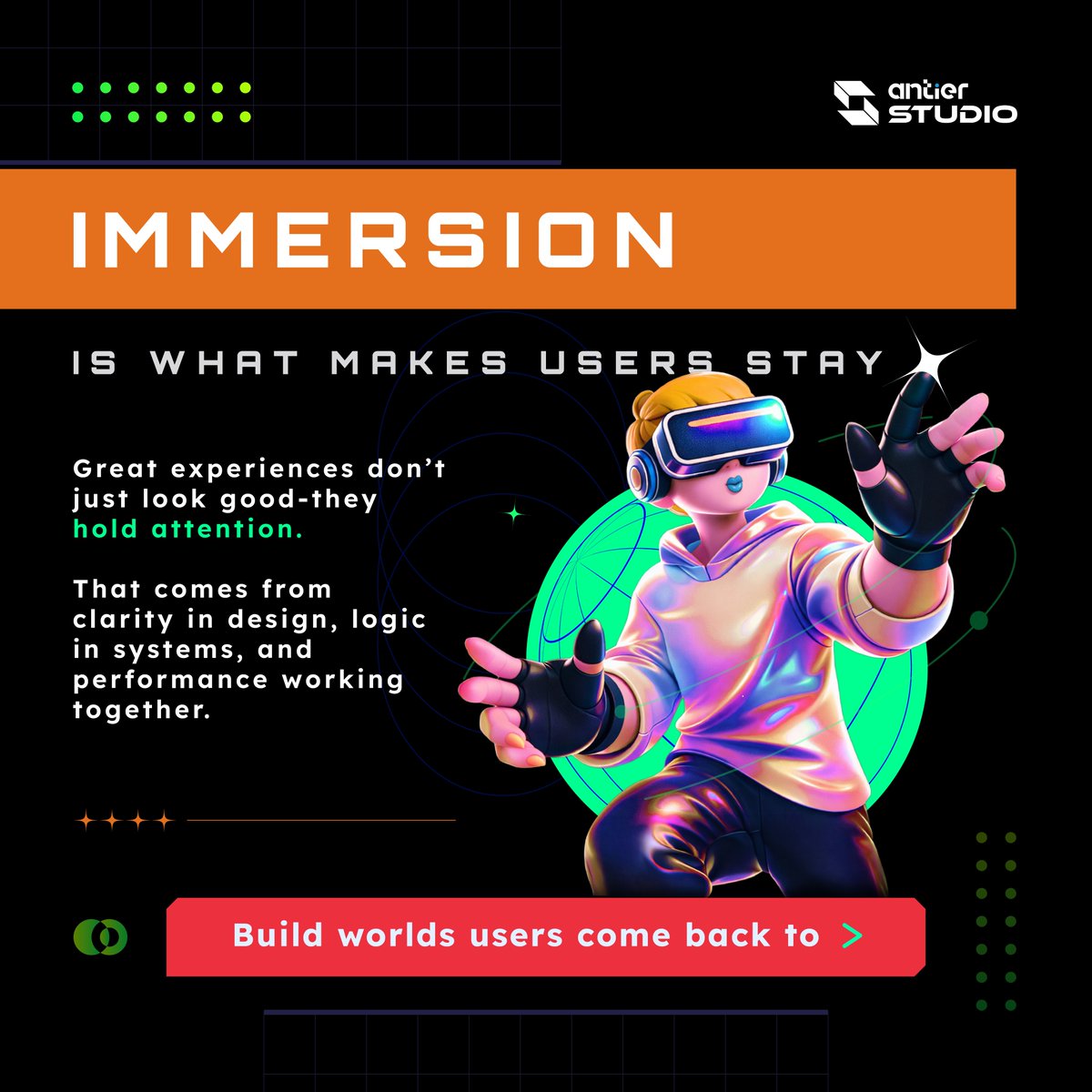 antierstudio's tweet image. Most teams focus on adding more, but what really keeps users engaged is flow. Clear design, smooth systems, and strong performance create true immersion it’s not about what you add, it’s about how everything works together.
#Immersion #GameDesign #gamingshift