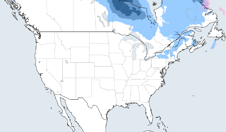 DTNWeather's tweet image. 4/20 - Light to moderate snowfall may continue across the majority of Eastern Canada, especially across northern ON and into the Maritimes. Light to moderate #snow in the Sierra Nevadas.
dtn.link/8frmy6

#ThinkWeather #WinterWeather