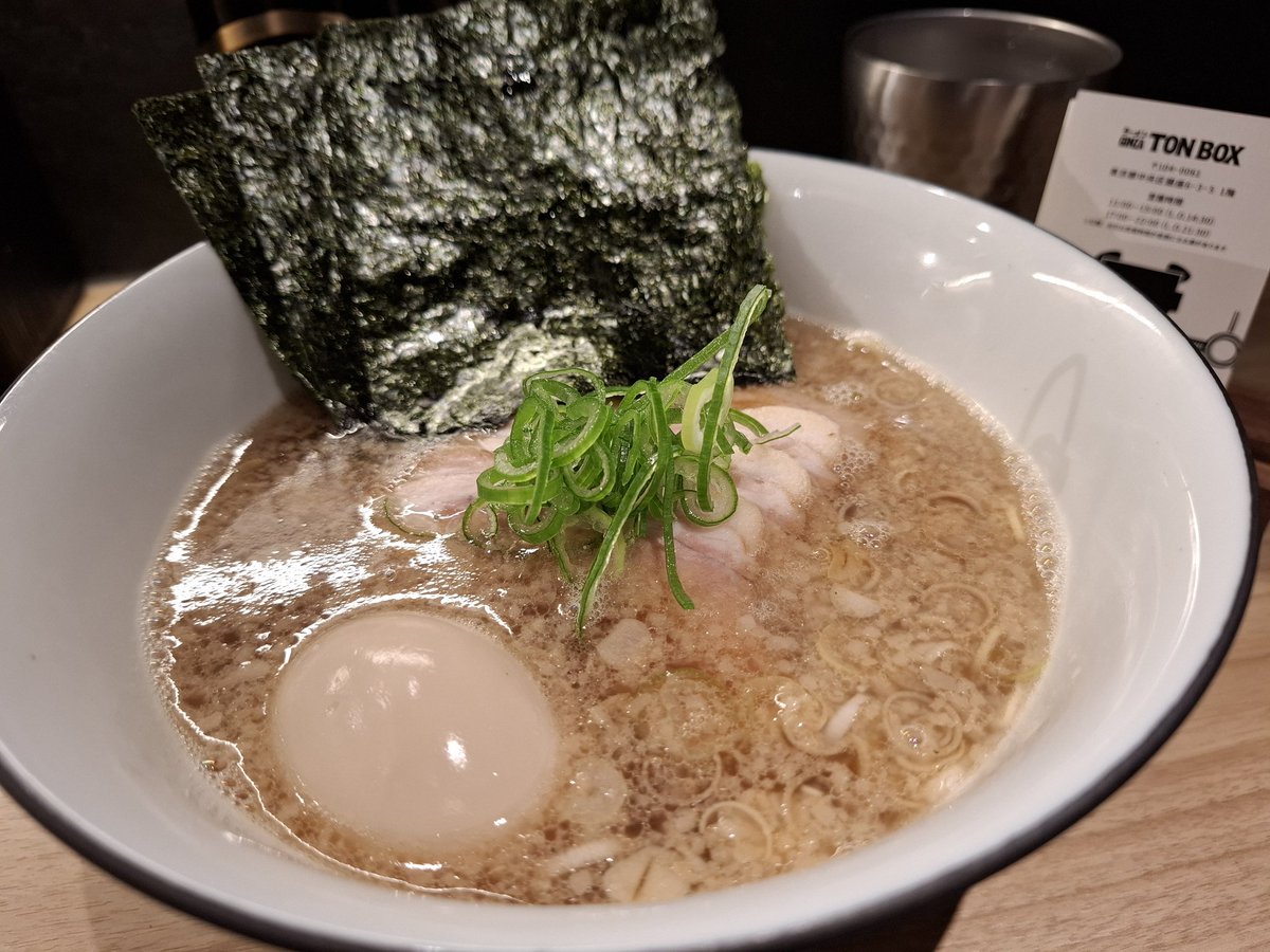 Bebe_jjunie's tweet photo. Finally went to GINZA TON BOX! When I asked, which one is Yeonjun-san's ramen? they immediately pointed the Special Shoyu Ramen! It's tasty, but a bit salty! The base has a slight bitterness that adds depth; the roast pork is chewy &amp; delicious; and the egg is slightly smokey. https://t.co/aghGr6hE26