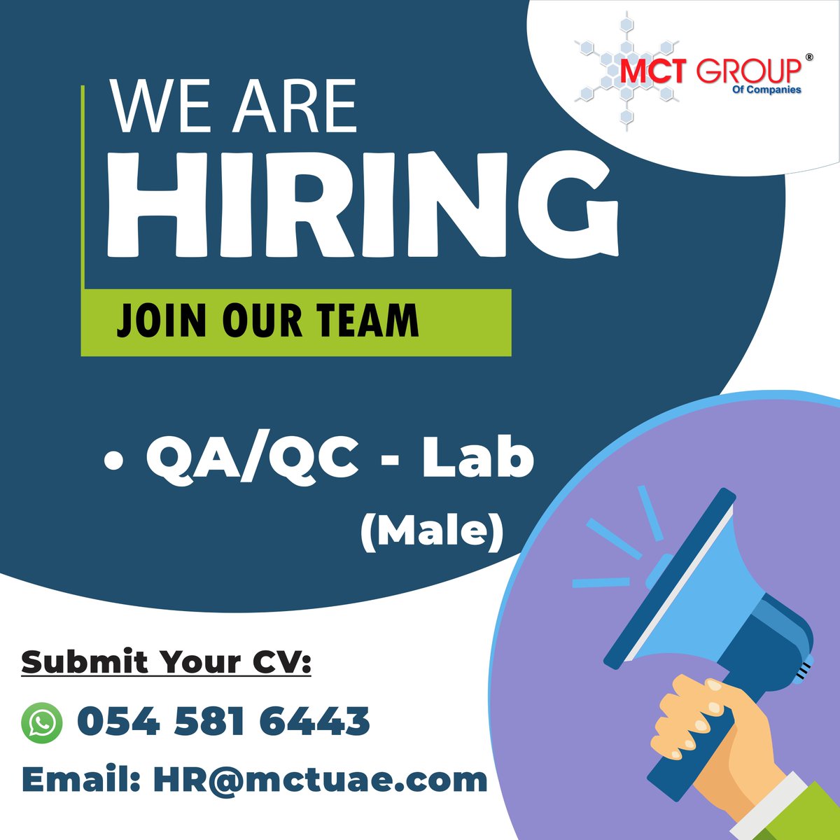 mctgroup_UAE's tweet image. 🚀 𝐖𝐞’𝐫𝐞 𝐇𝐢𝐫𝐢𝐧𝐠!

Join 𝐌𝐂𝐓 𝐆𝐫𝐨𝐮𝐩 𝐨𝐟 𝐂𝐨𝐦𝐩𝐚𝐧𝐢𝐞𝐬 as a 𝐐𝐀/𝐐𝐂 – 𝐋𝐚𝐛 (𝐌𝐚𝐥𝐞)
📩 Apply Now:
📱 𝟎𝟓𝟒 𝟓𝟖𝟏 𝟔𝟒𝟒𝟑
📧 𝐇𝐑@𝐦𝐜𝐭𝐮𝐚𝐞.𝐜𝐨𝐦

Be part of a dynamic and growing organization—apply today!

#Hiring #QAQC #JobsUAE #MCTGroup #Careers