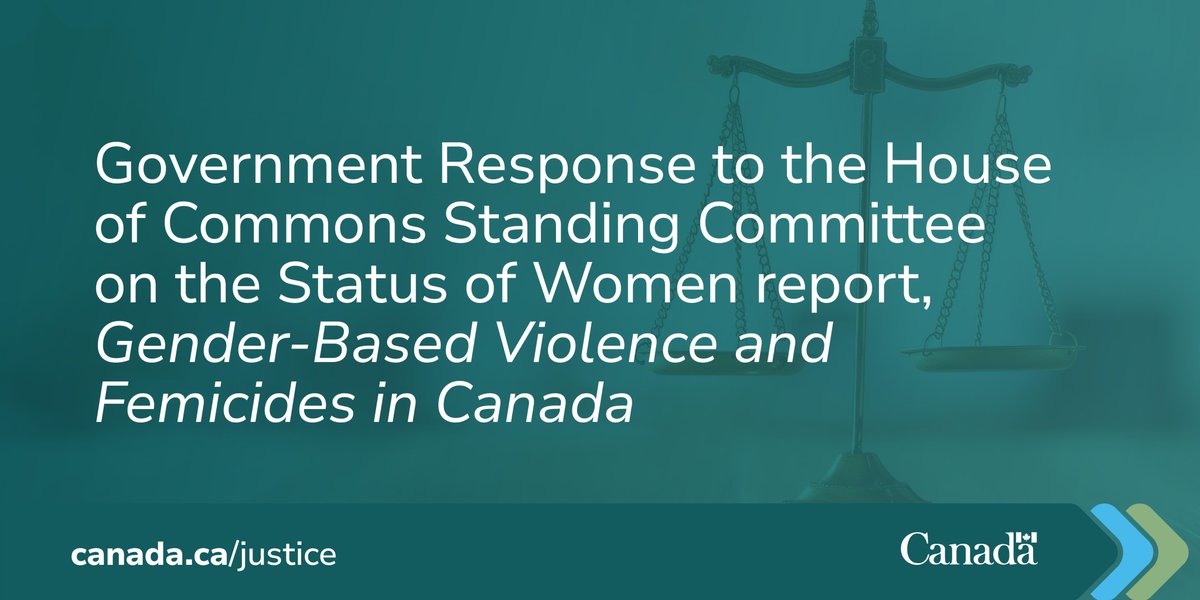 JusticeCanadaEN's tweet image. Last week, the #GC tabled its response to the #FEWO @HoCCommittees report titled Gender-Based Violence and Femicides in Canada.

Read it here: ourcommons.ca/DocumentViewer…