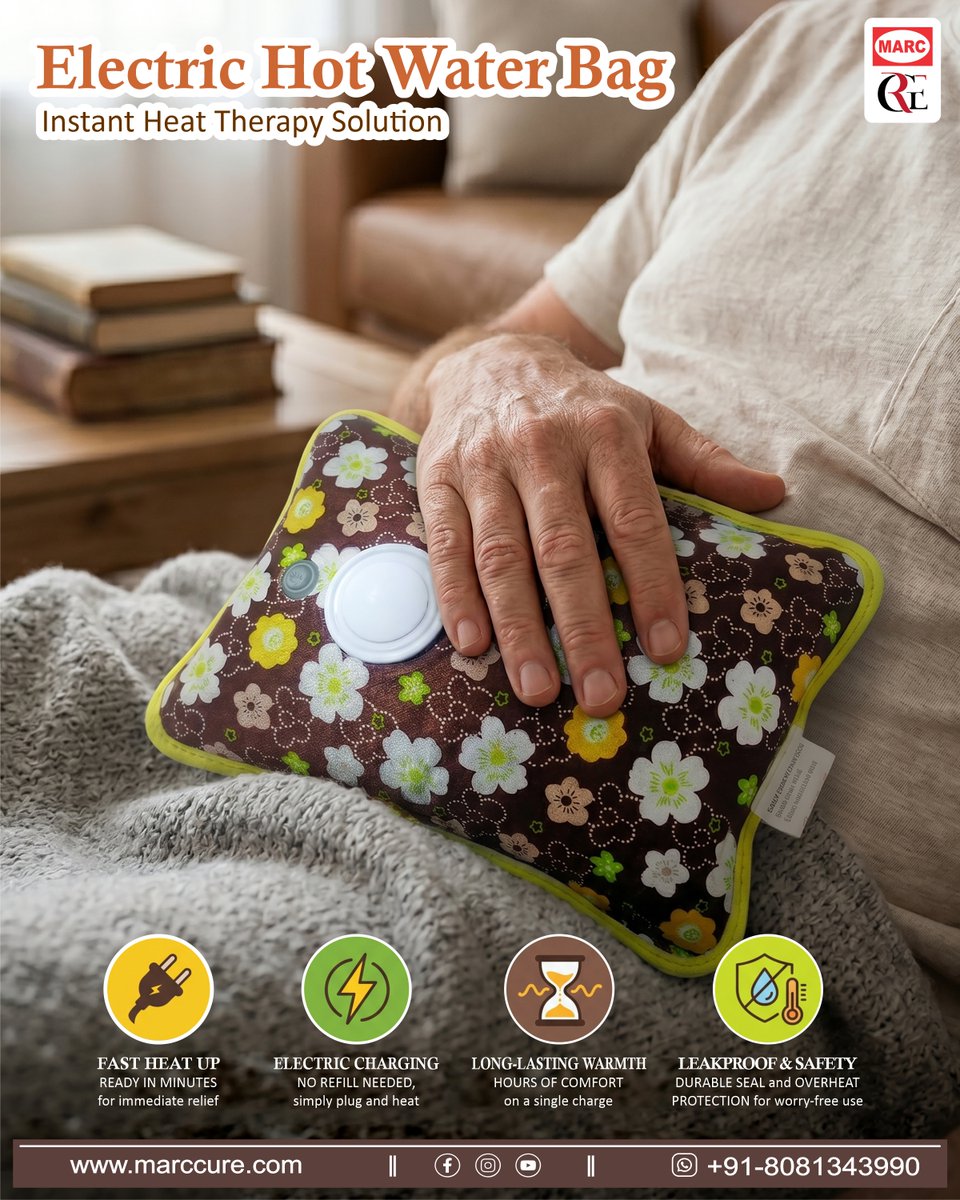 Marcayurveda's tweet image. Instant Heat Therapy at Home!
Get quick relief from cramps, muscle pain &amp;amp; stiffness with our Electric Hot Water Bag 
Plug in &amp;amp; relax in minutes!
⚡ Fast Heating |⏳ Long Warmth |🛡️ Safe &amp;amp; Leakproof
📞 +91-8081343990
🌐 marccure.com
#PainRelief #HeatTherapy #HotWaterBag