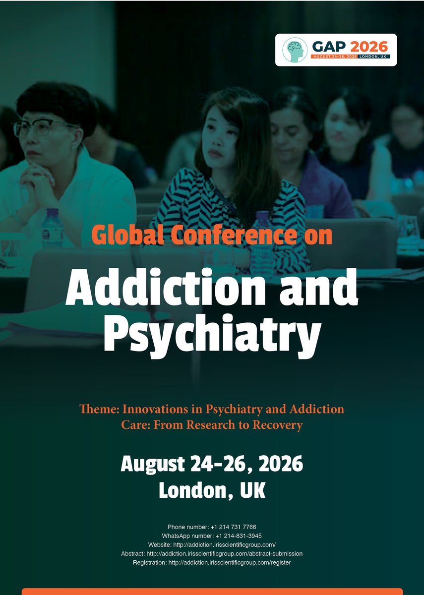 iris_scientific's tweet image. 🚨 1st Round Deadline Near!

Submit your abstract by Apr 29 &amp;amp; register early by Apr 30 for GAP 2026 (Aug 24–26, London 🇬🇧)

Don’t miss your chance to present globally!
addiction.irisscientificgroup.com/abstract-submi…

addiction.irisscientificgroup.com/register
#GAP2026 #Addiction #Psychiatry #MentalHealth #Research