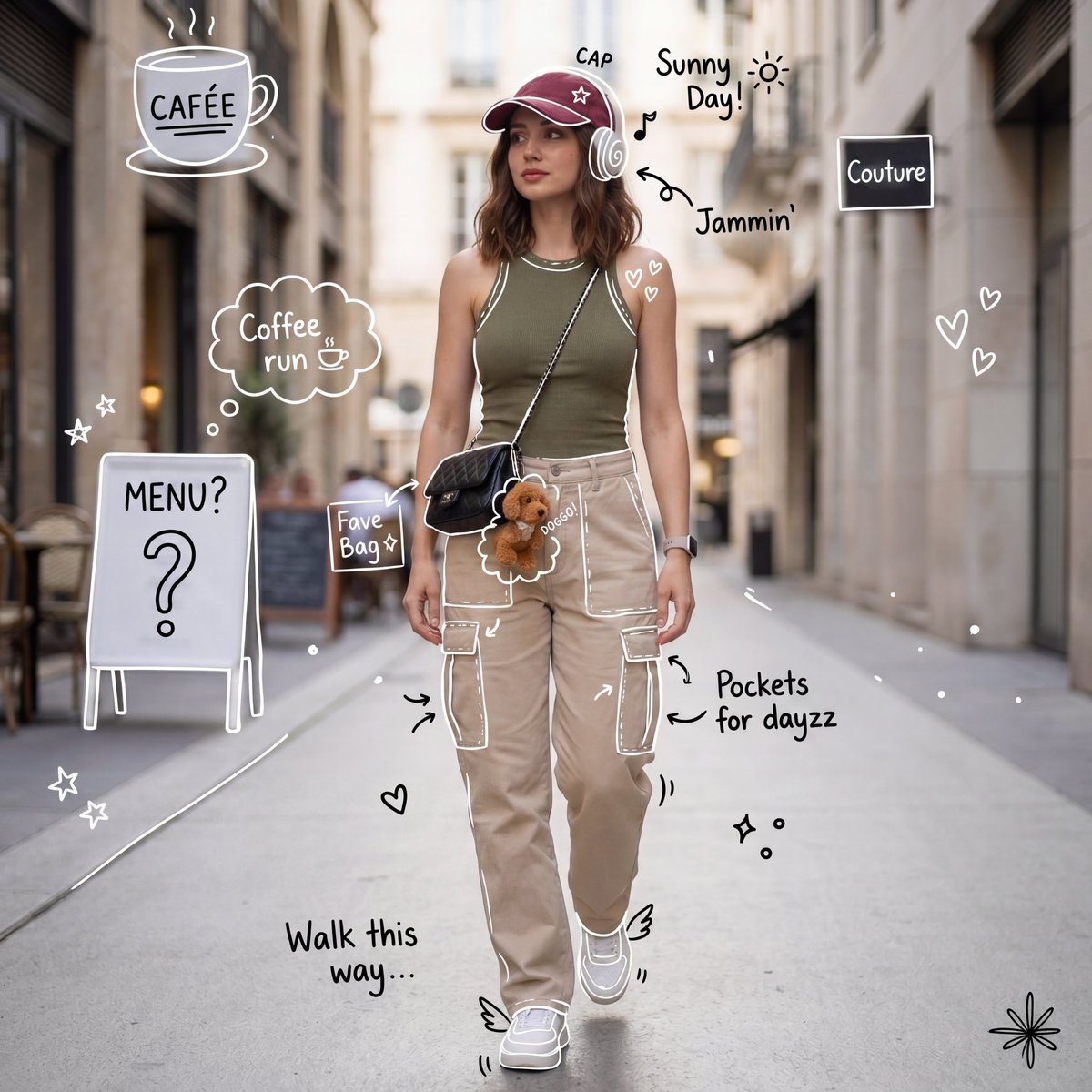 Naiknelofar788's tweet image. Nano Banana 2 on @PixPrettyAI 

Prompt:
Add hand-drawn white doodles around objects, including outlines, swirls, arrows, and playful annotations. Use handwritten text in a casual, sloppy, and cute style, such as in notes and conversations. An aesthetic composition in the