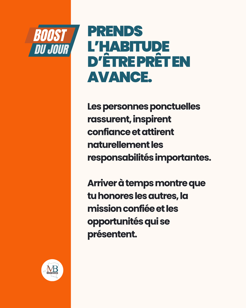 musicbeyond_org's tweet photo. BOOST DU JOUR sur la ponctualité.
#MusicBeyond #Leadership #Artistes #Discipline #Respect #Impact #MusiqueAvecMission #BoostDuJour https://t.co/rfDEy05hgV