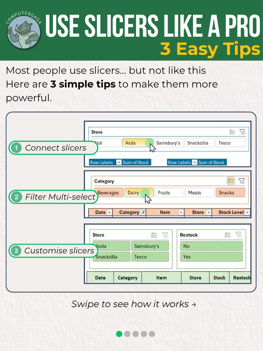 Computergaga1's tweet image. You’re probably not using slicers to their full potential 

Most people stop at basic filtering…
but these 3 simple tips can make a huge difference in your reports.

Watch the full tutorial: youtube.com/shorts/nRuMGJT…

#exceltips #excel #dataanalysis #productivity #microsoftexcel