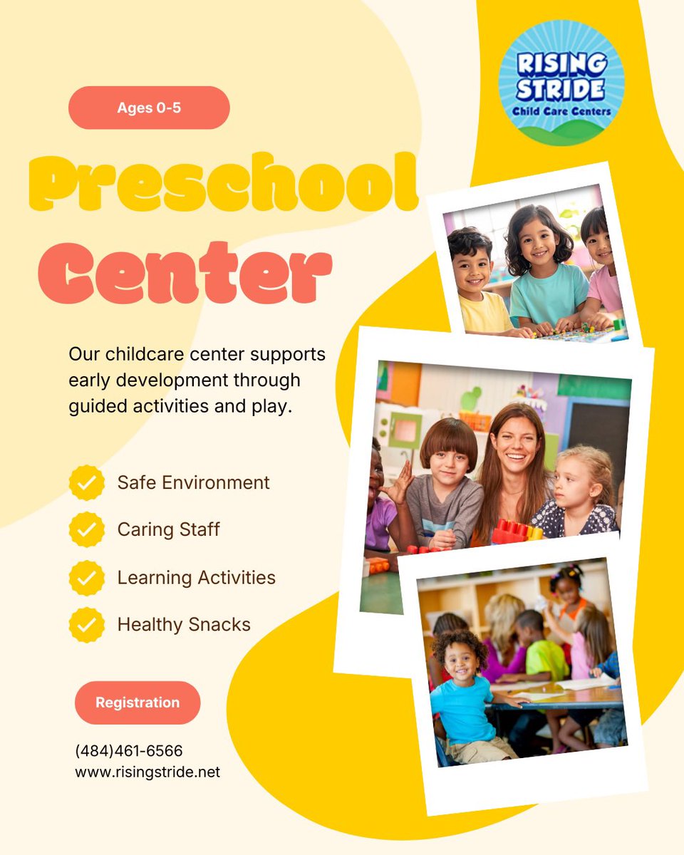 RisingStride's tweet image. At Rising Stride we are designed to foster creativity, curiosity, and a love for learning in children from Infant to Pre-K. Visit us today at: risingstride.net #qualitychildcare #preschool 
#toddler #ChildCareCenter #earlylearning #delco
#risingstride