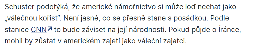 idnes.cz/zpravy/zahrani…
Válečná kořist, váleční zajatci, ...
Přeslechl jsem snad, že kongres již Trumpovi odsouhlasil válku proti Iránu? 🤔