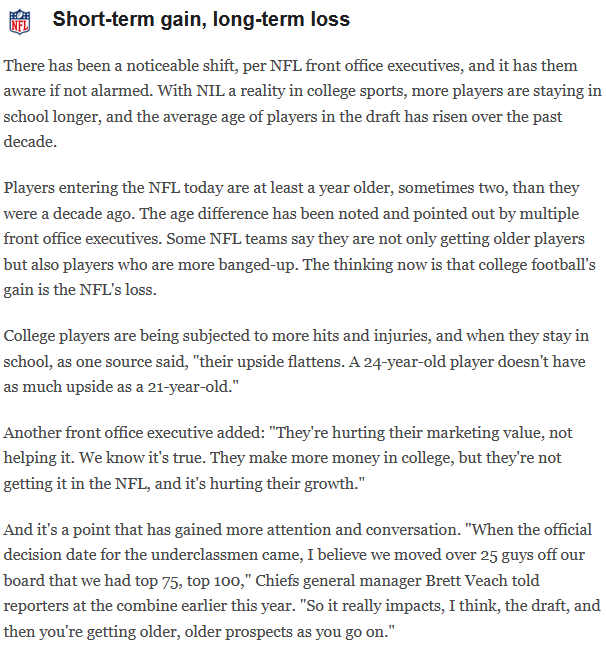 nickkorte's tweet photo. If more NFL executives complain about this, perhaps teams would be better suited to get the CBA to loosen restrictions on the rookie wage scale and the waiting period after graduating high school...

https://t.co/D1dhmUGCJn https://t.co/Mn3ATPG6QS