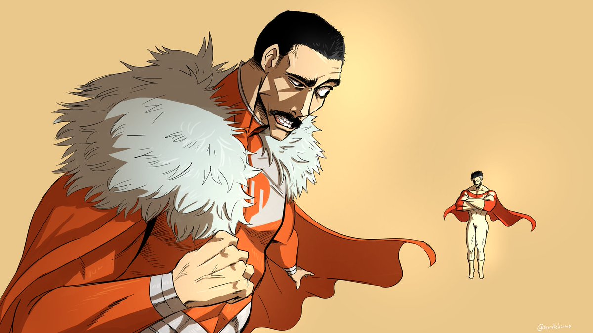 serratedcomb's tweet photo. grown-ass insecure men fighting for a grown-ass planet #invincible #thragg #nolangrayson #fanart https://t.co/jficJW8fo7