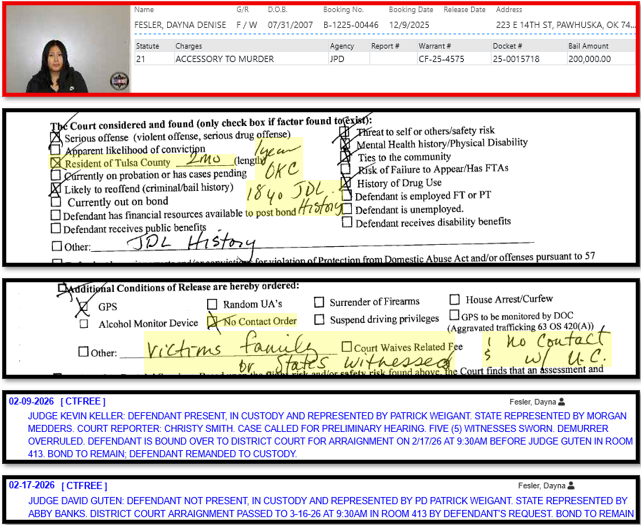 Tulsa County Booking Photos - Mostly WHITE - Batch #554

Do you all remember the Tulsa media’s story about a BF/GF duo that ran over/killed someone in Jenks late 2025?  Well, here’s a little bit of what they didn’t tell you.

Images 1 &amp; 2 - you have to read the text in the images