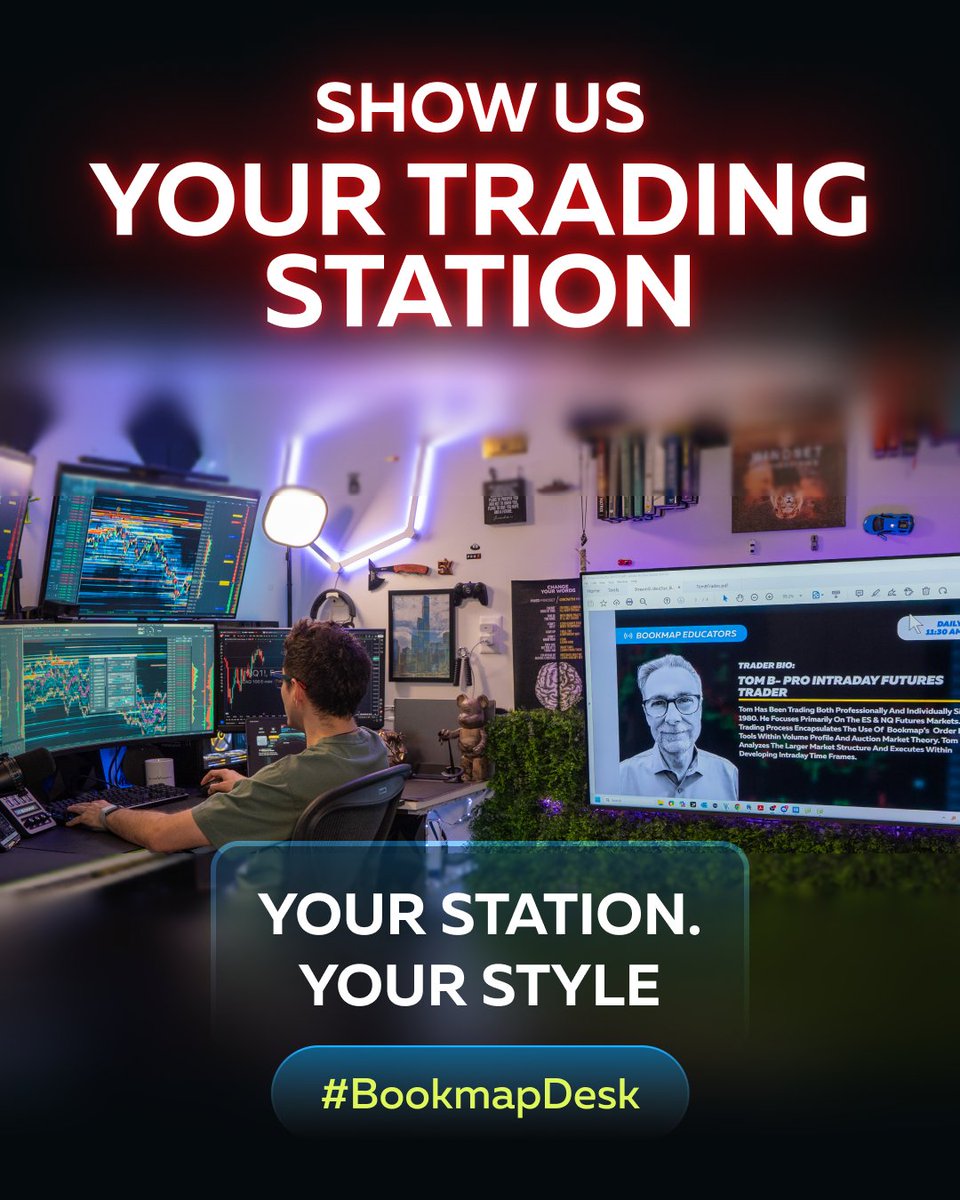 bookmap_pro's tweet photo. No two trading stations look the same, and that’s the point

Big screens, small desks, bright spaces, dark rooms, unexpected details; show us what makes yours yours

Post your photo publicly on Instagram, X, or LinkedIn with Bookmap on-screen and use #BookmapDesk

🥇 $1,000 in cash + 1 year of Bookmap Global+ with data
🥈 $500 in cash + 1 year of Bookmap Global+ with data
🥉 3 months of Bookmap Global+ with data

🔗 Rules and entry details: https://t.co/JAm74Vki1Q                                        

#BookmapDesk