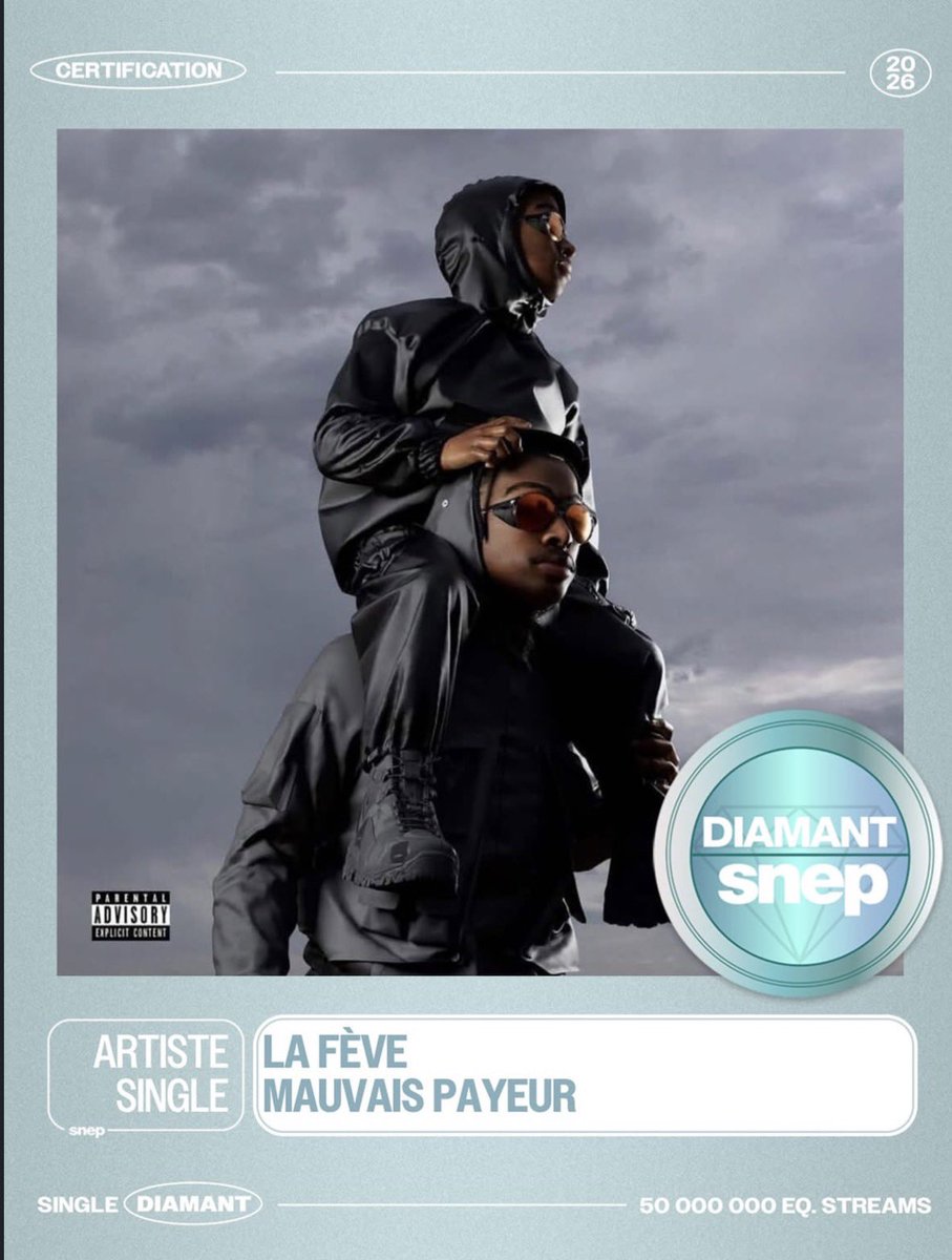 LA FÈVE vient d’obtenir son premier disque de diamant avec « MAUVAIS PAYEUR » c’est fort ‼️‼️<a href="/Lafeve7/">LAF</a>