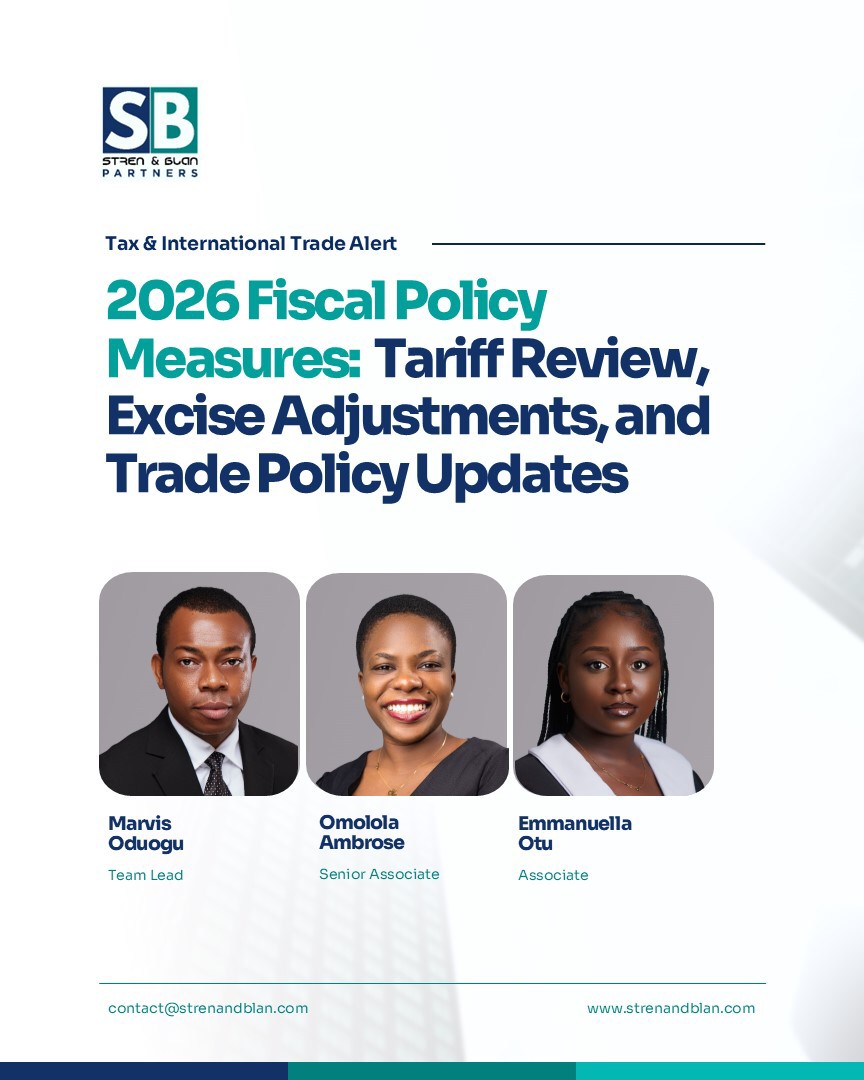 Strenandblan's tweet photo. In this Tax &amp; International Trade Alert, our Team Lead, Marvis Oduogu, Senior Associate, Omolola Ambrose, and Associate, Emmanuella Otu, analyse the key features of the 2026 Fiscal Policy Measures, their commercial implications,... https://t.co/pmAmmmqFdP