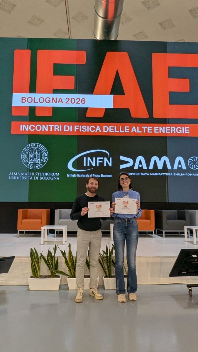 Uni_Insubria's tweet image. ⚛️🏆 #Fisica delle alte energie: premio alla dottoranda #uninsubria Sofia Mangiacavalli per la migliore presentazione orale all'evento nazionale #Ifae 2026
Con @INFN_  e @CERN 
👉  uninsubria.it/premio-ifae