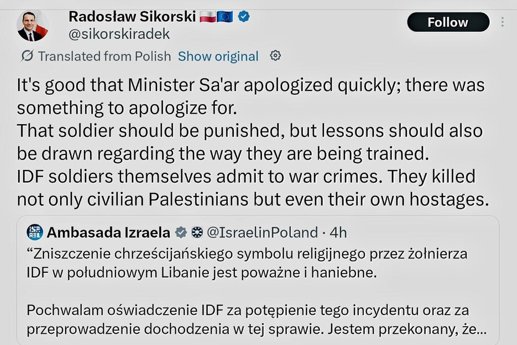 onelpeleg's tweet photo. @sikorskiradek Dear Sir,
I cannot see you apologizing for the disgusting conduct of your fellow elected politicians, including Nazi apologists. 
But then again, given the historical context, as the host of the notorious Auschwitz camp, we do not have much expectation from you. https://t.co/cIfXfvzZ69
