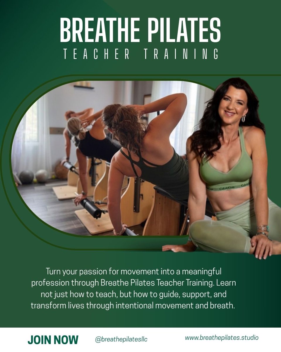 _breathepilates's tweet image. 🌟 Dreaming of becoming a Pilates teacher? ✨ Take the next step with Breathe Pilates Teacher Training Program! 🧘‍♀💼

For more details and to get STARTED click the link below! (Or click the link in bio)

breathepilates.studio/teach/

#Pilates #TeacherTraining #PilatesTraining
