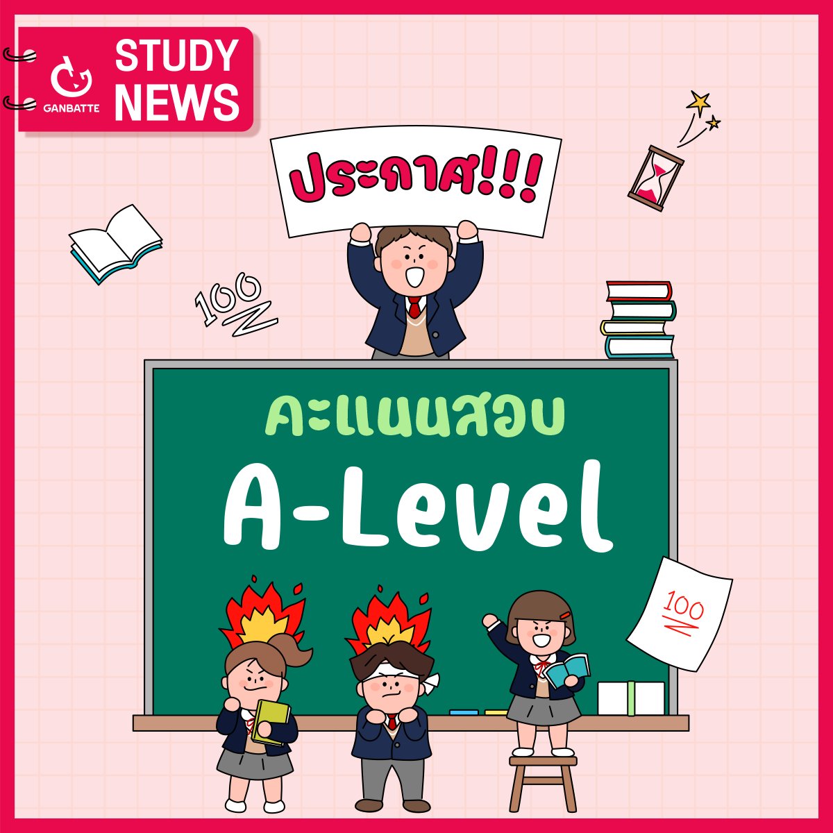 GanbatteBook's tweet photo. มาแชร์ความรู้สึกหลังประกาศคะแนนสอบ #Alevel กันได้เลยนะคะ

พี่กัมบัตเตะยินดีกับน้องๆ ทุกคนด้วยนะคะ ขออวยพรให้น้องๆ ยื่นคะแนนเข้าคณะและมหาวิทยาลัยในฝันกันได้ทุกคนเลยน้า

น้องๆ #dek69 สามารถเข้าไปเช็กผลคะแนนได้ที่
เว็บไซต์ > https://t.co/bq05MwkC7q

#GanbatteStudyNews https://t.co/6maUI5mBVq