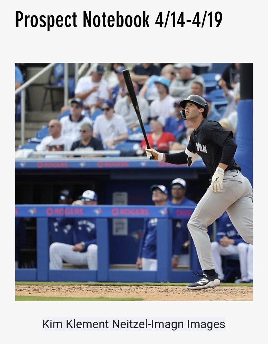 YankeesFarm's tweet image. 🎙️Aaron’s Prospect Notebook spotlights Jojo Jackson, Ben Grable and Spencer Jones. 

 yankeesfarmreport.com/post/prospect-…

#RepBx #Yankees