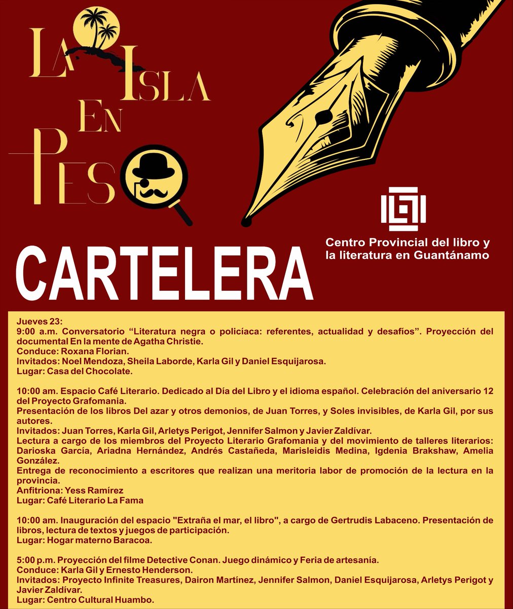 CPLL_Gtmo's tweet photo. #EscritoresEnAcción #YaEsLaIslaEnPeso 
‼️🇨🇺📖📚🫂 La Asociación Hermanos Saíz Guantánamo y el Centro Provincial del Libro y la Literatura en Guantánamo se unen 🫂para llevar la literatura a cada rincón a través de la #IslaEnPeso.🏝��⚖️📚📖🇨🇺‼️ https://t.co/3XW4oaco2i