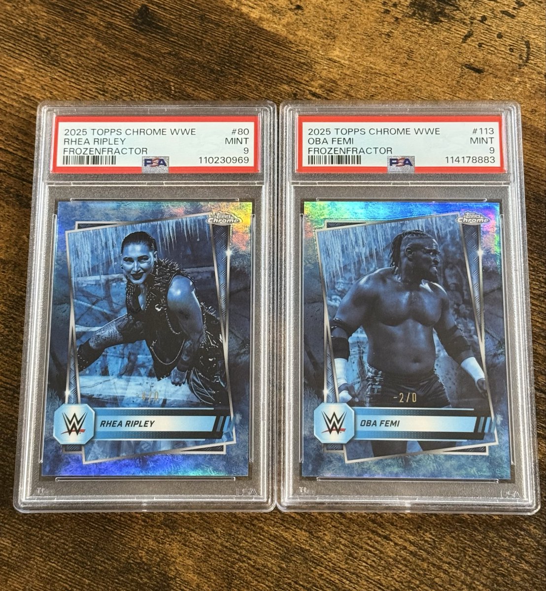 btlcards's tweet photo. What a Mania. Despite all the commercials, and some of the criminally-abbreviated matches, there were some big moments which is what Triple H says he’s all about delivering. Pumped to keep going on this collecting journey. https://t.co/sDuUlz53BU