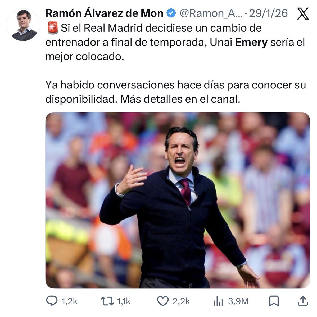 <a href="/Ramon_AlvarezMM/">Ramón Álvarez de Mon</a> Nadaplete = Negreira a full como un loro.

Vídeo de ASENCIO = NINGUNO
Vídeo criticando segundo NADAPLETE = NINGUNO
Vídeo criticando que un MORO dirije el club = NINGUNO
Vídeo sobre la conversión a SAD = Si, pero diciendo que NO es por dinero
Vídeo futuro entrenador = Emery 😂😂😂