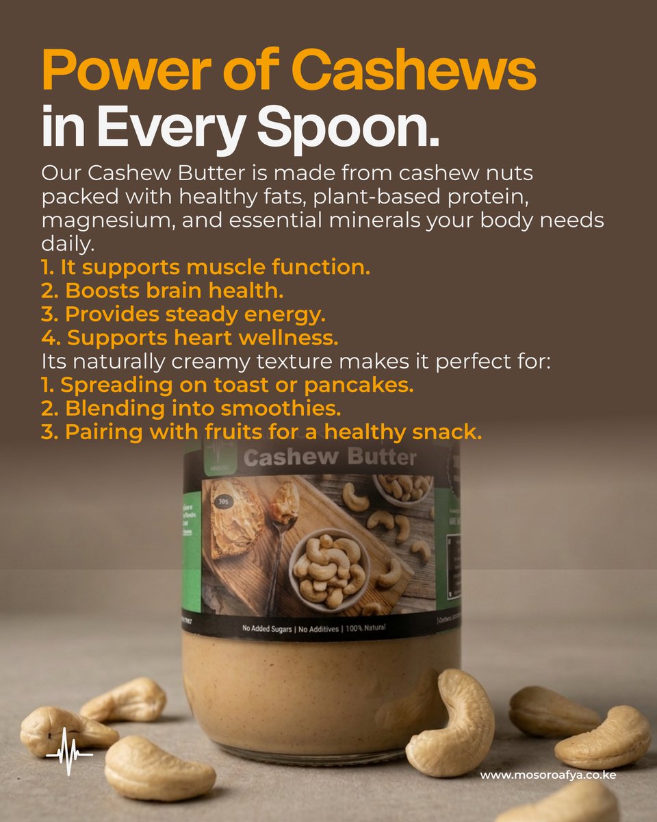 Mosoroafyake's tweet photo. 100% roasted cashews, no additives, no added sugar. Naturally creamy, subtly sweet, and rich in heart-healthy monounsaturated fats and essential minerals like magnesium. https://t.co/EaFRzOKZdt