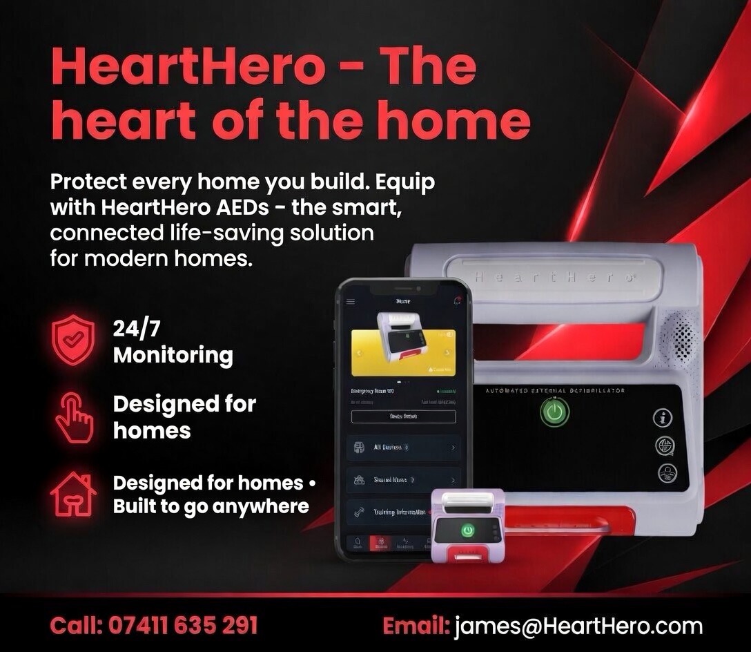 JamesRu12270200's tweet image. HeartHero – The Heart of the Home Every home you build deserves more than just bricks and mortar.
It deserves peace of mind. 
Introducing HeartHero – the smart, connected Automated External Defibrillator designed for Home Built to go anywhere. 
#newbuild #newhomes #luxuryhomes
