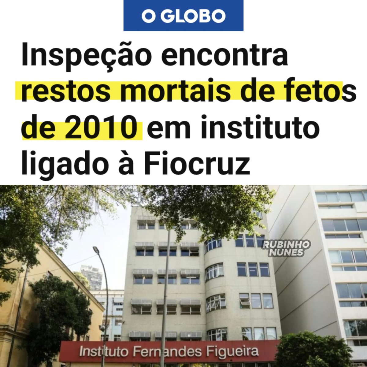 Inacreditável o que foi revelado no Instituto Fernandes Figueira, ligado à Fiocruz.

Restos mortais de fetos guardados desde 2010 em tambores. Segundo O Globo, são 27 corpos sem enterro digno, com base em relatório do Cremerj.

É urgente investigar cada caso e esclarecer por que
