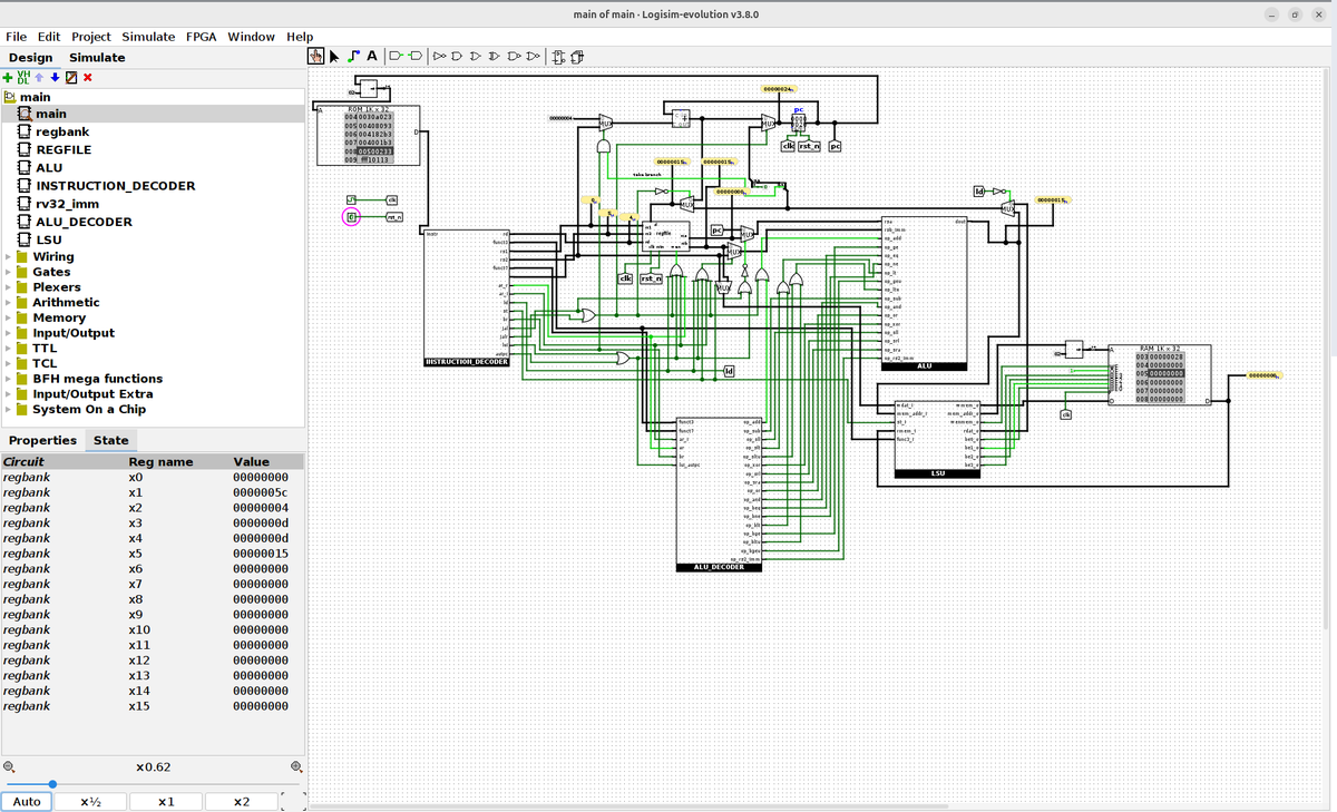 AnIdiotJimJam's tweet photo. There's nothing peaceful than running fibbonaci on your own RISC-V CPU. 

Especially No Red Wire😍 https://t.co/xZAz9T5Lk6
