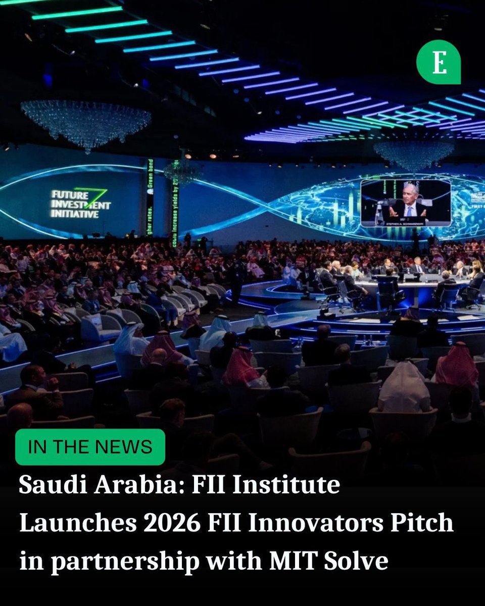 EntMagazineME's tweet image. FII Institute (@FII_Institute1) has launched the 2026 FII Innovators Pitch, in partnership with MIT Solve (@SolveMIT), to identify and accelerate #startups applying artificial intelligence and frontier technologies to deliver real-world impact across #sustainability, #healthcare,