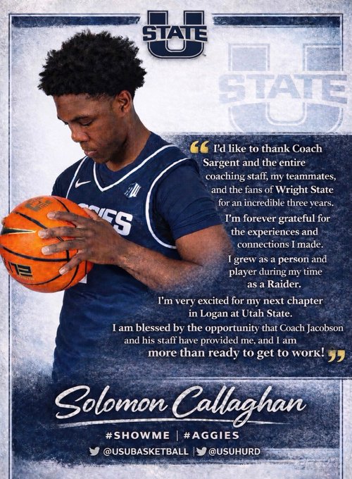 AGGIE HOOPS NEWS!! Wright State guard Solomon Callaghan has verbally committed to the Aggies!! Here is my article detailing his commitment! Please click the link below. Thank you for reading!!

bigblueusuaggienews.com/2026/04/20/uta…