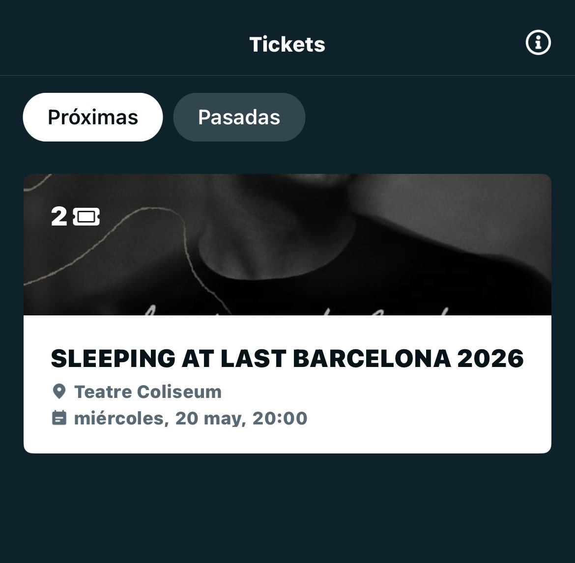 Vendo 2 entradas para sleeping at last en Barcelona. 🎟️

#sleepingatlast
