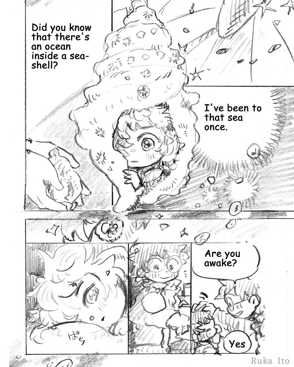 sangobouro's tweet image. I'm practicing drawing manga. I love listening to the sound of the waves from inside a seashell.

#indiecomics