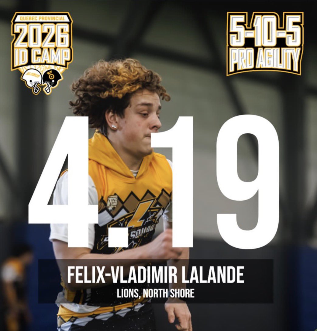 sh0wtime_szn1's tweet photo. Class of 2029 | WR/FS
📍 Quebec Provincial ID Camp
🏆 3-Cone (L-Drill): 6.15 (Best at camp) ⚡ 5-10-5 Shuttle: 4.19
5.10” | 150 lbs
Quick feet. Sharp cuts. I separate.
@Allathleticteam @jay_agenor @CoachGerry10 
#Recruit2029 #Football #WR #DB https://t.co/sDf8EDR0Hq
